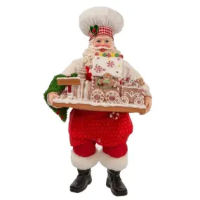 11" Fabriché™ Chef Santa with Gingerbread Train