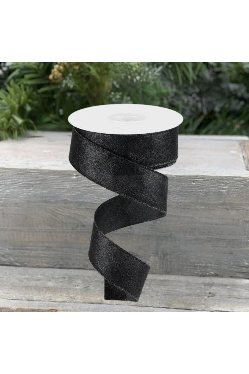 1.5" Shimmer Glitter Ribbon: Black (10 Yards)