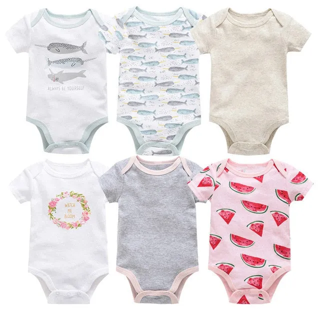 2019 6Pcs 3Pcs Summer New Baby Girl Bodysuits