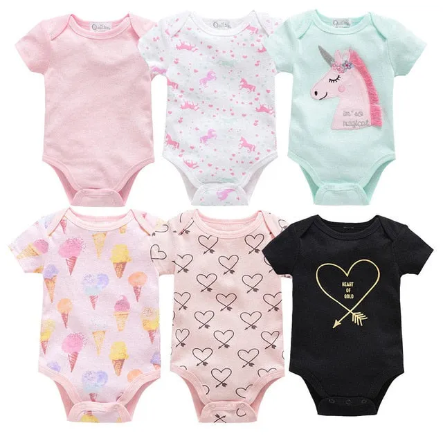 2019 6Pcs 3Pcs Summer New Baby Girl Bodysuits