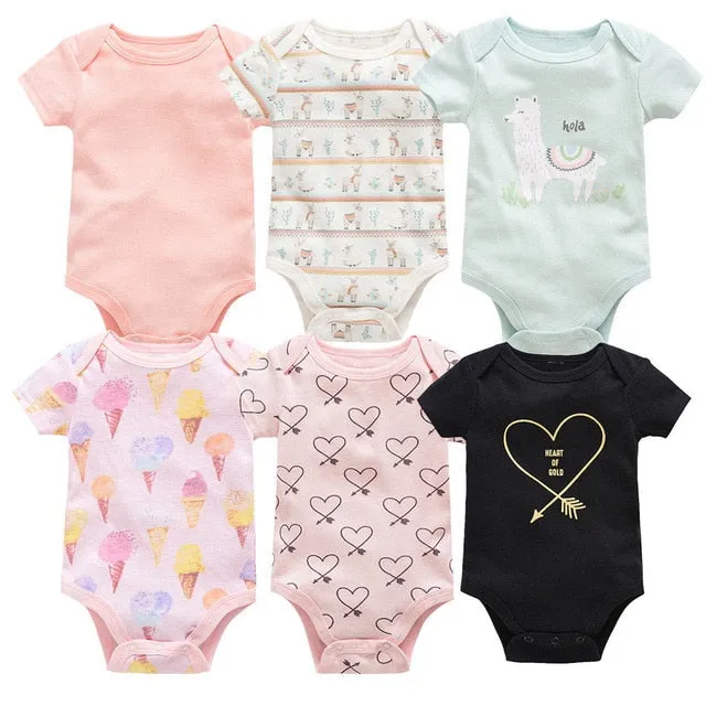 2019 6Pcs 3Pcs Summer New Baby Girl Bodysuits