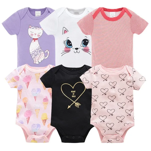 2019 6Pcs 3Pcs Summer New Baby Girl Bodysuits