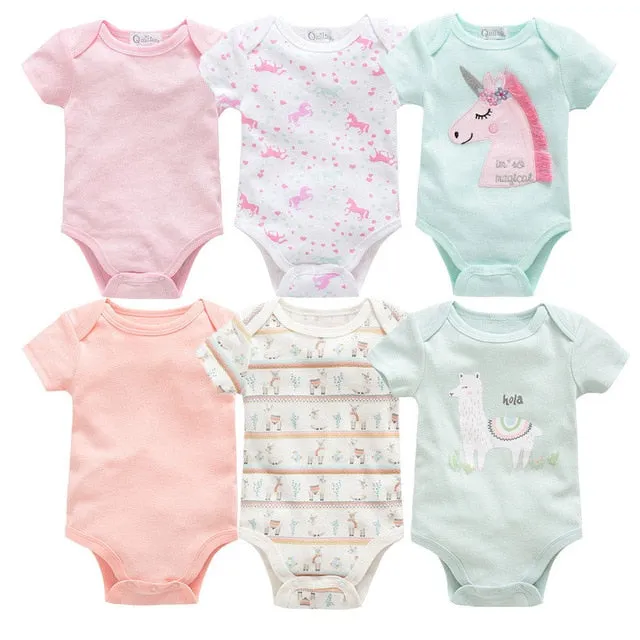 2019 6Pcs 3Pcs Summer New Baby Girl Bodysuits