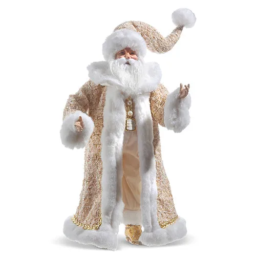 22.5" Tweed Jacket Gold and White Santa Figurine