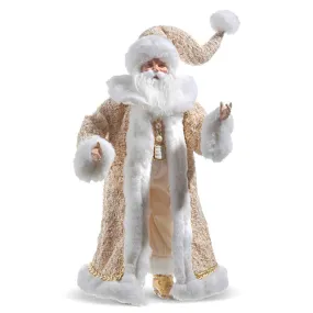 22.5" Tweed Jacket Gold and White Santa Figurine