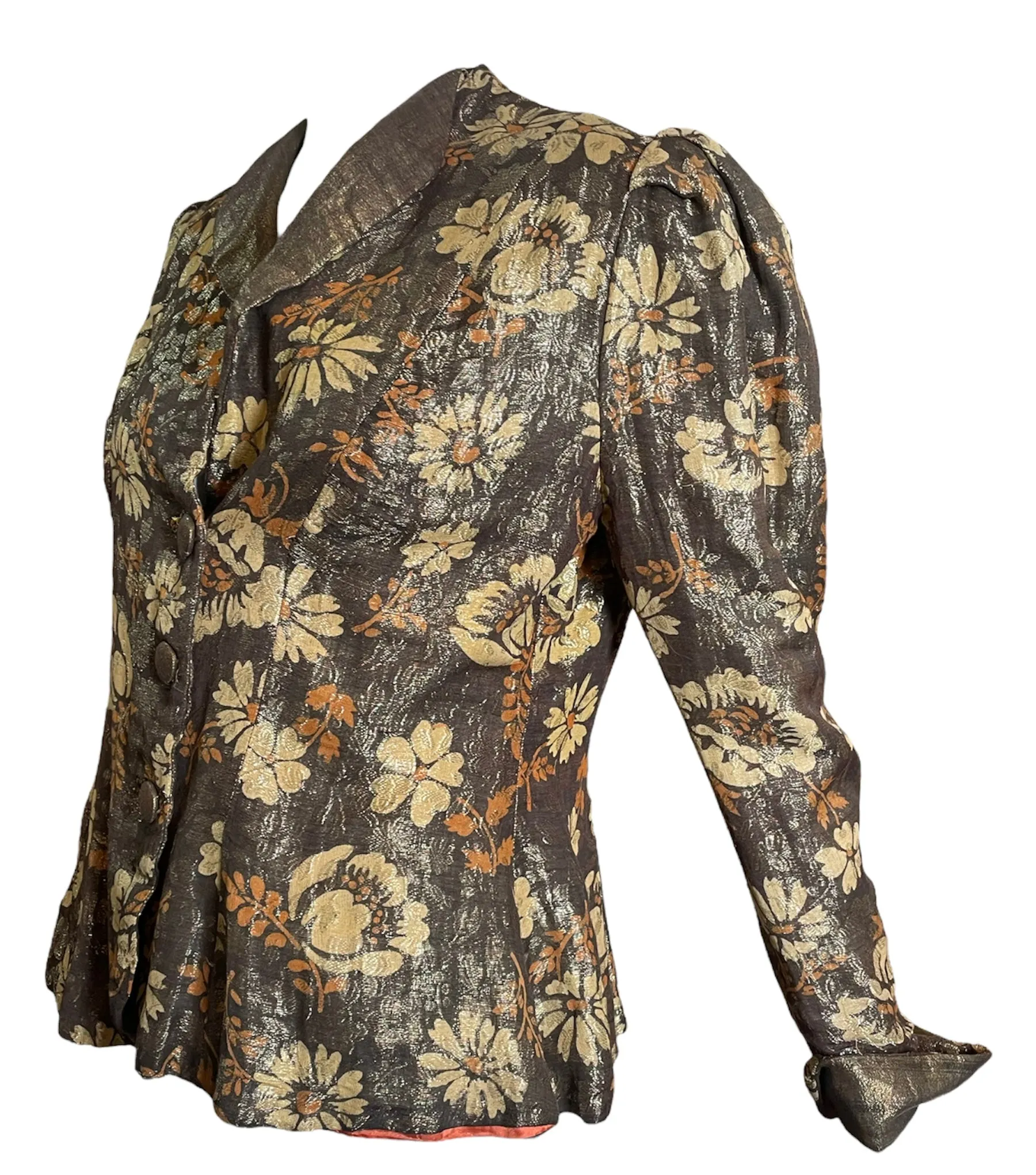 30s Gold Lame Floral Evening Jacket