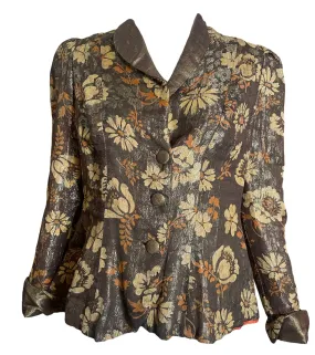 30s Gold Lame Floral Evening Jacket