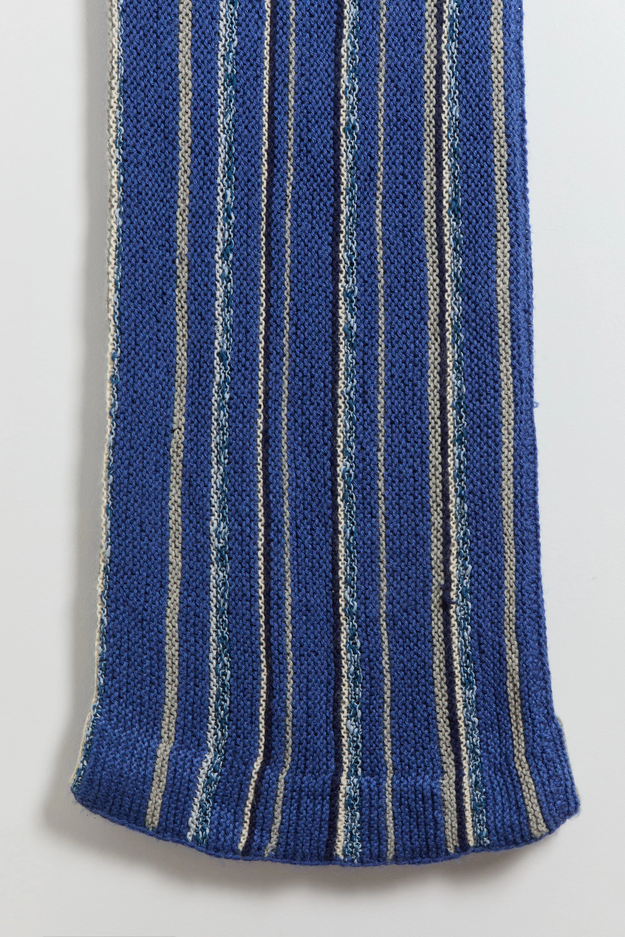 60s Blue Striped Hand Knit Sweater Dress S-L