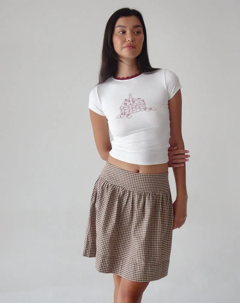 Adinda Midi Skirt in Mini Gingham Brown