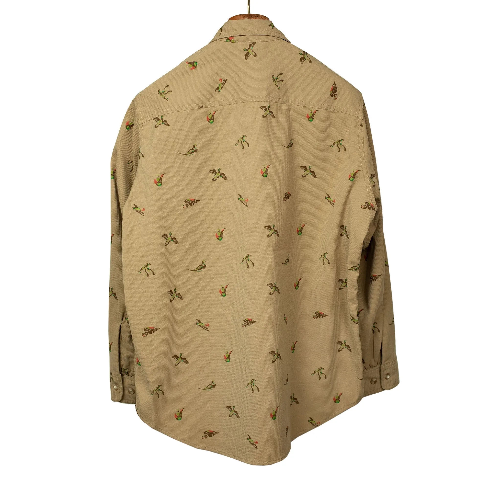 Adventure shirt in printed duck beige poly corduroy