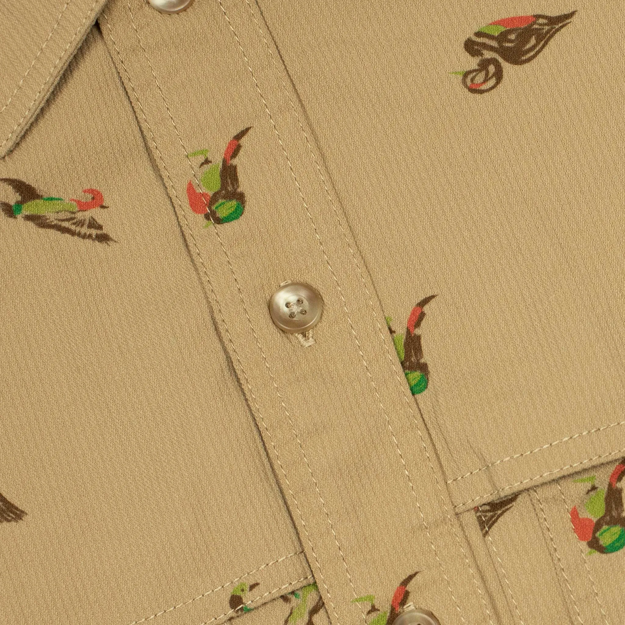 Adventure shirt in printed duck beige poly corduroy