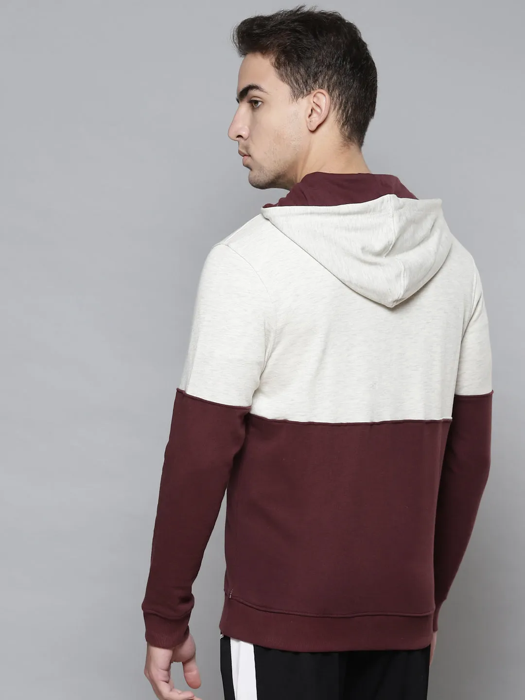 Alcis Men Brown White Typography Colourblocked Cotton Sporty Jacket