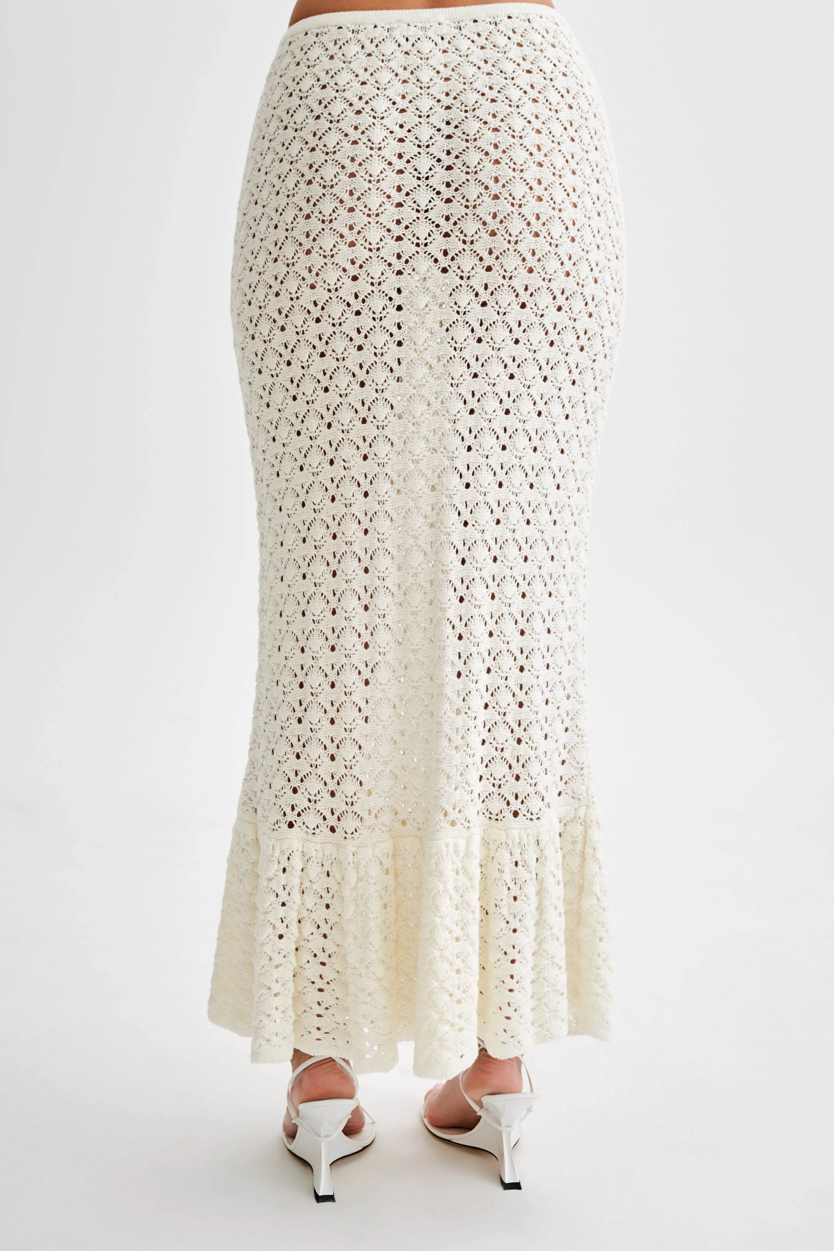 Anais Frill Knit Midi Skirt - Ivory