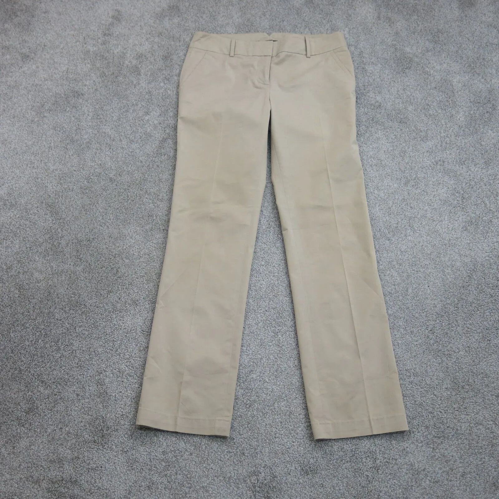 ANN Taylor Womens Chino Pant Straight Leg Mid Rise Salish Pockets Beige Size 4