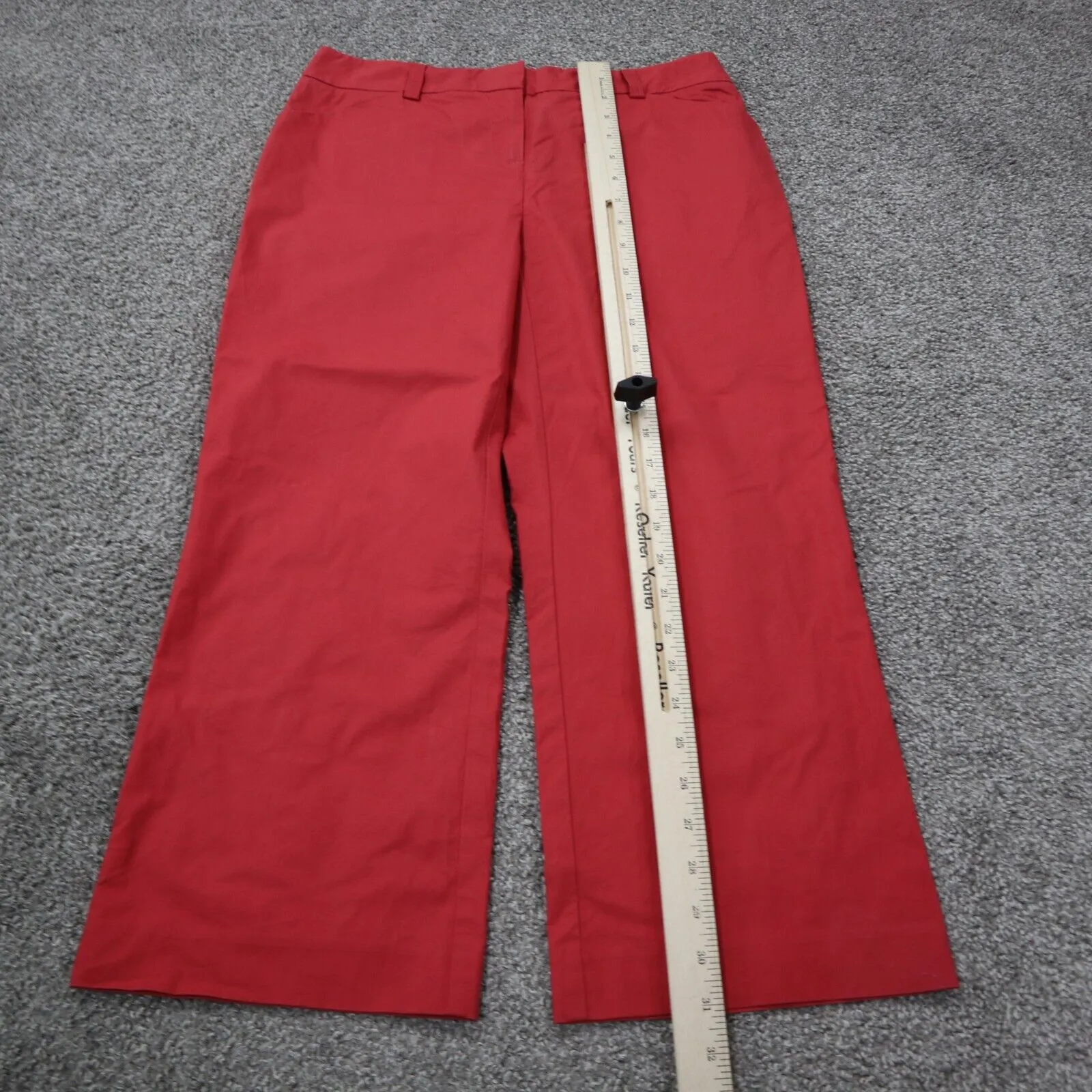 Ann Taylor Womens Wide Leg Chino Pants Mid Rise Slash Pockets Cotton Red Size 4