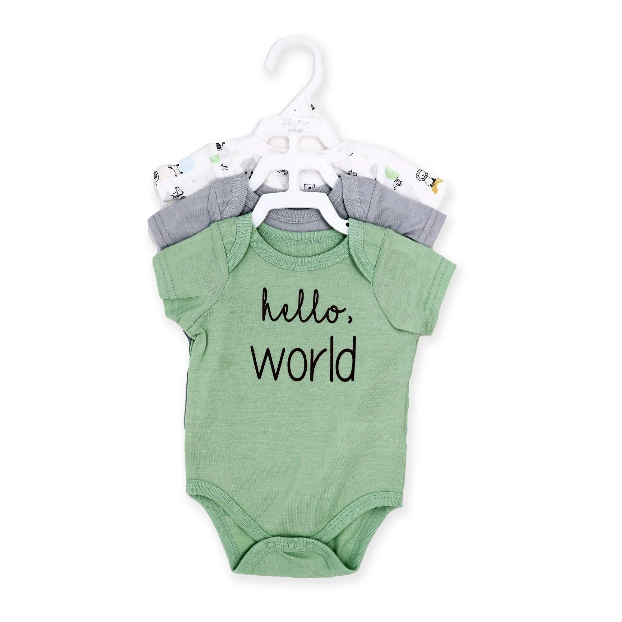 Baby Boy's Bodysuit Set - Hello World