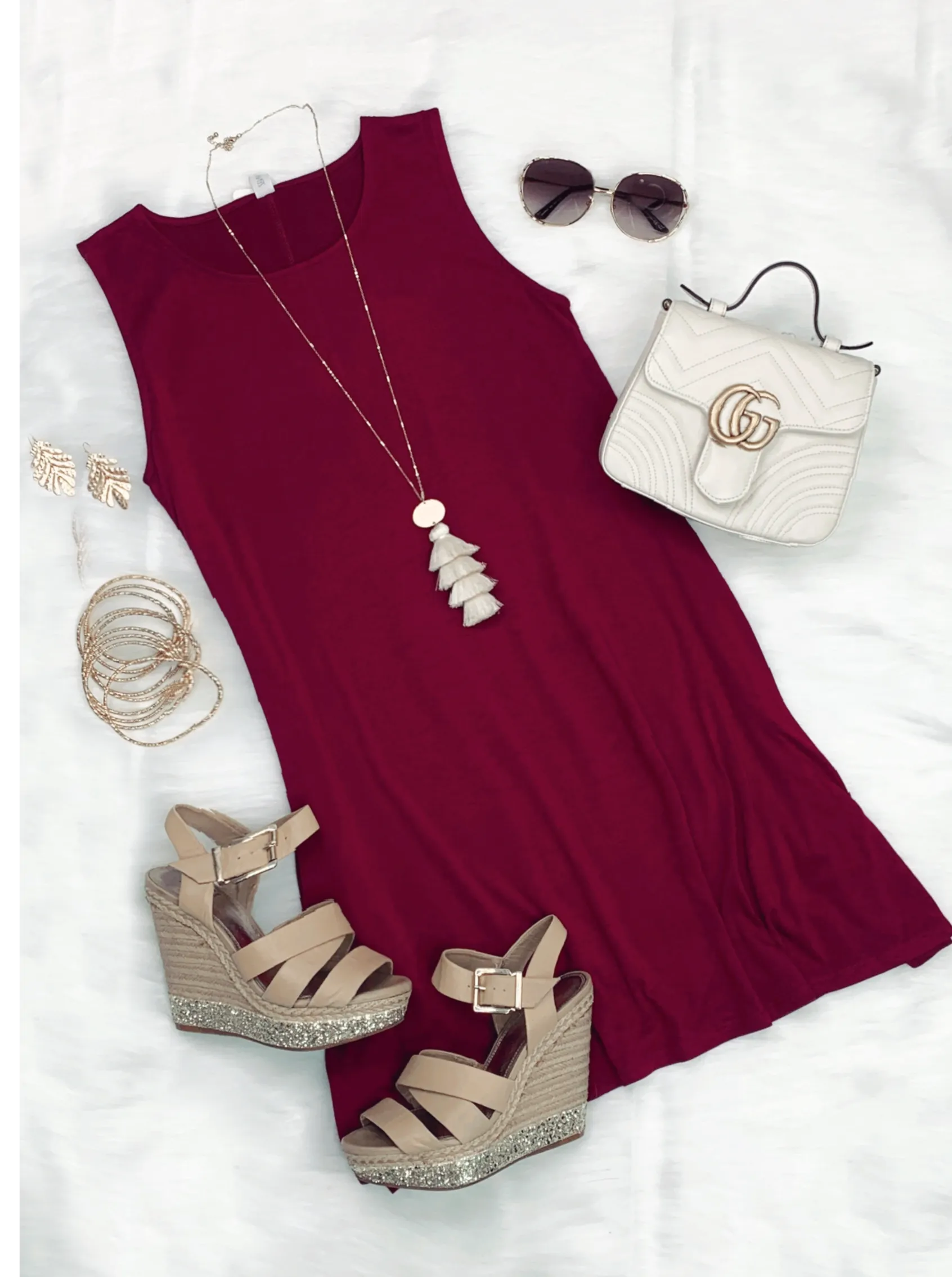 Basic Pocket Tank Dress - Wine