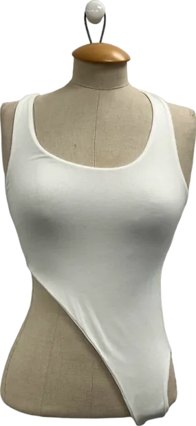 Bayse White Asymmetric Bodysuit UK XS