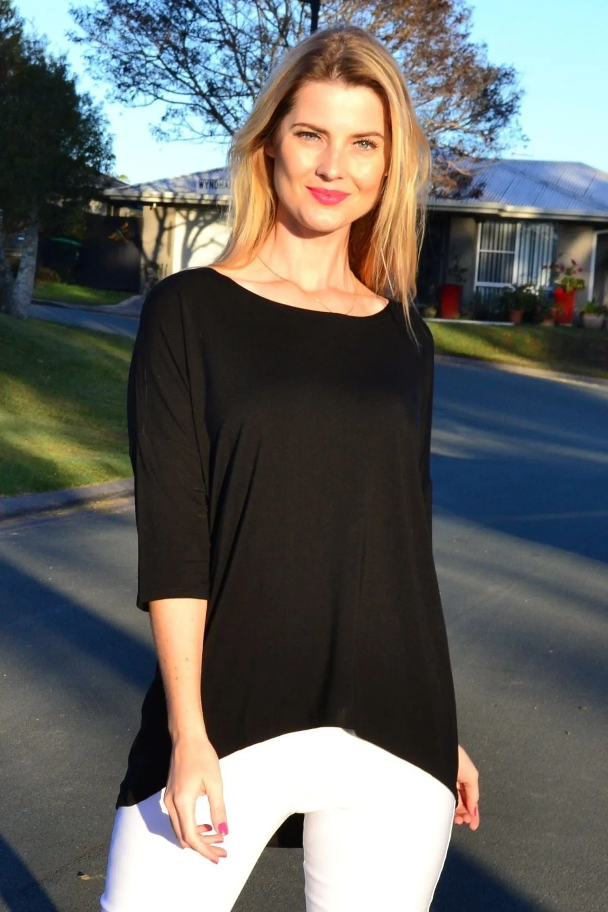 Black Bamboo Tunic Top