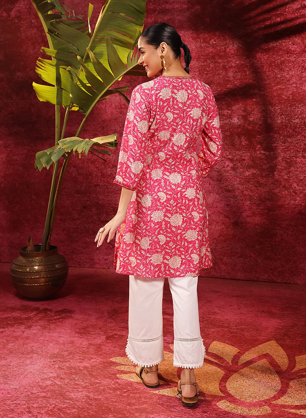 Bloom Fuchsia Pink Printed Cotton Tunic