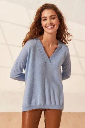 Blue Pure Cashmere Isabella Women's Tunic Sweater