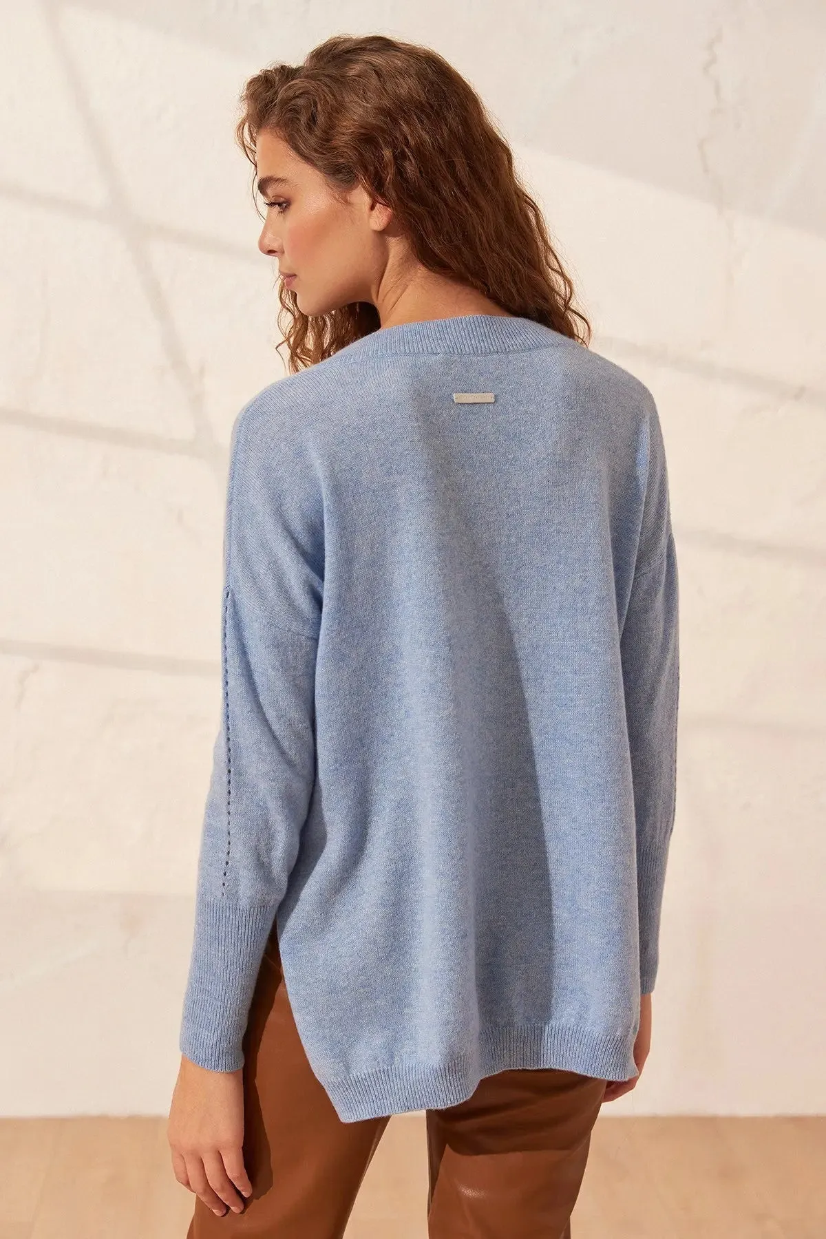 Blue Pure Cashmere Isabella Women's Tunic Sweater