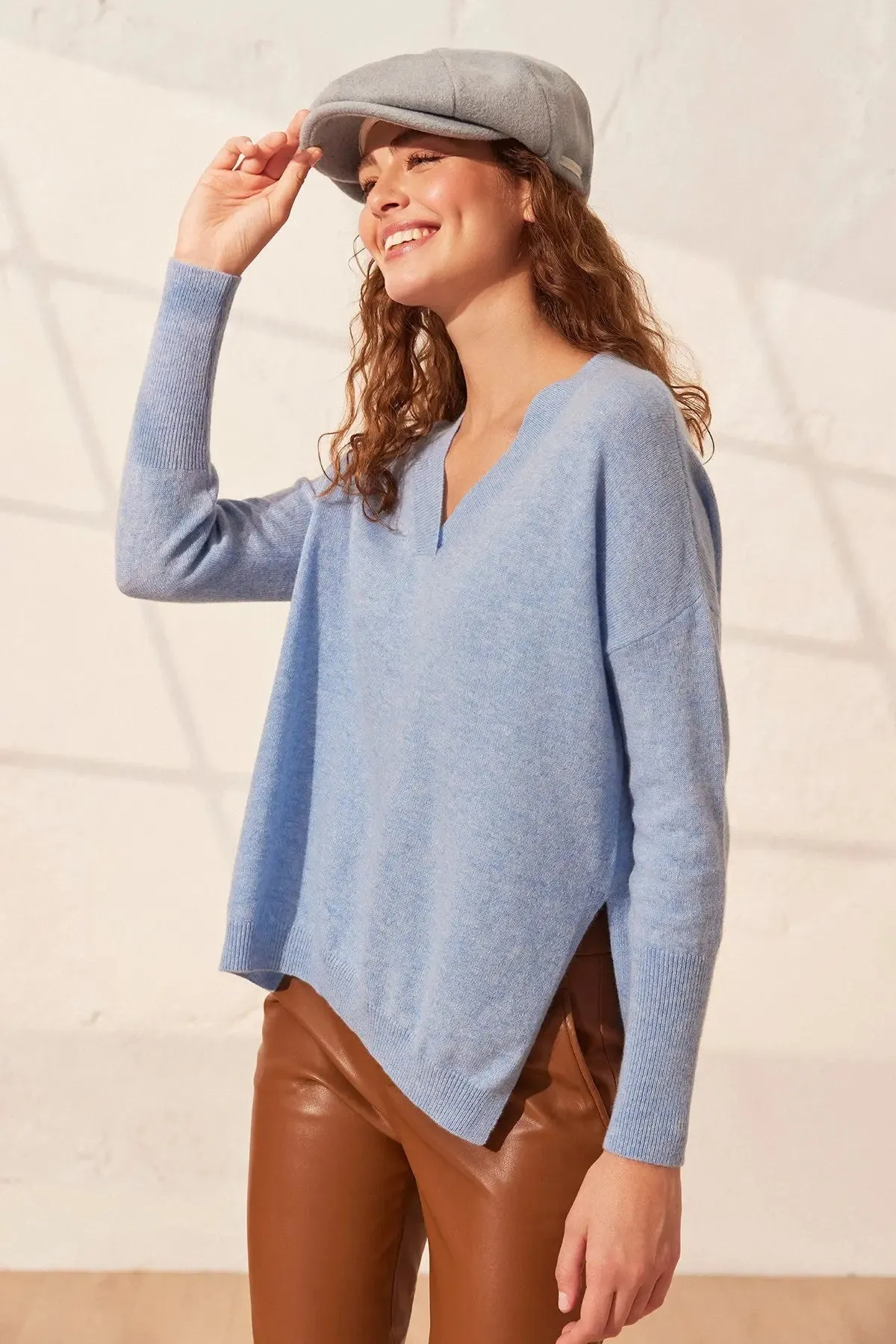 Blue Pure Cashmere Isabella Women's Tunic Sweater