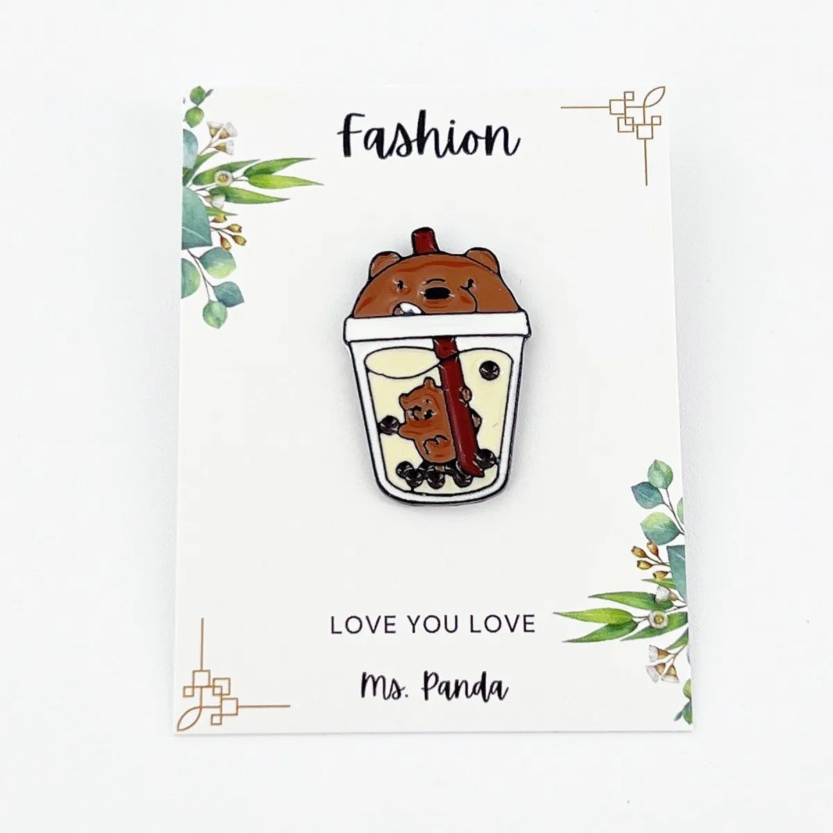 Boba Tea Enamel Pins, Kawaii Bubble Tea Brooch Lapel Pins, Boba Enamel Pin