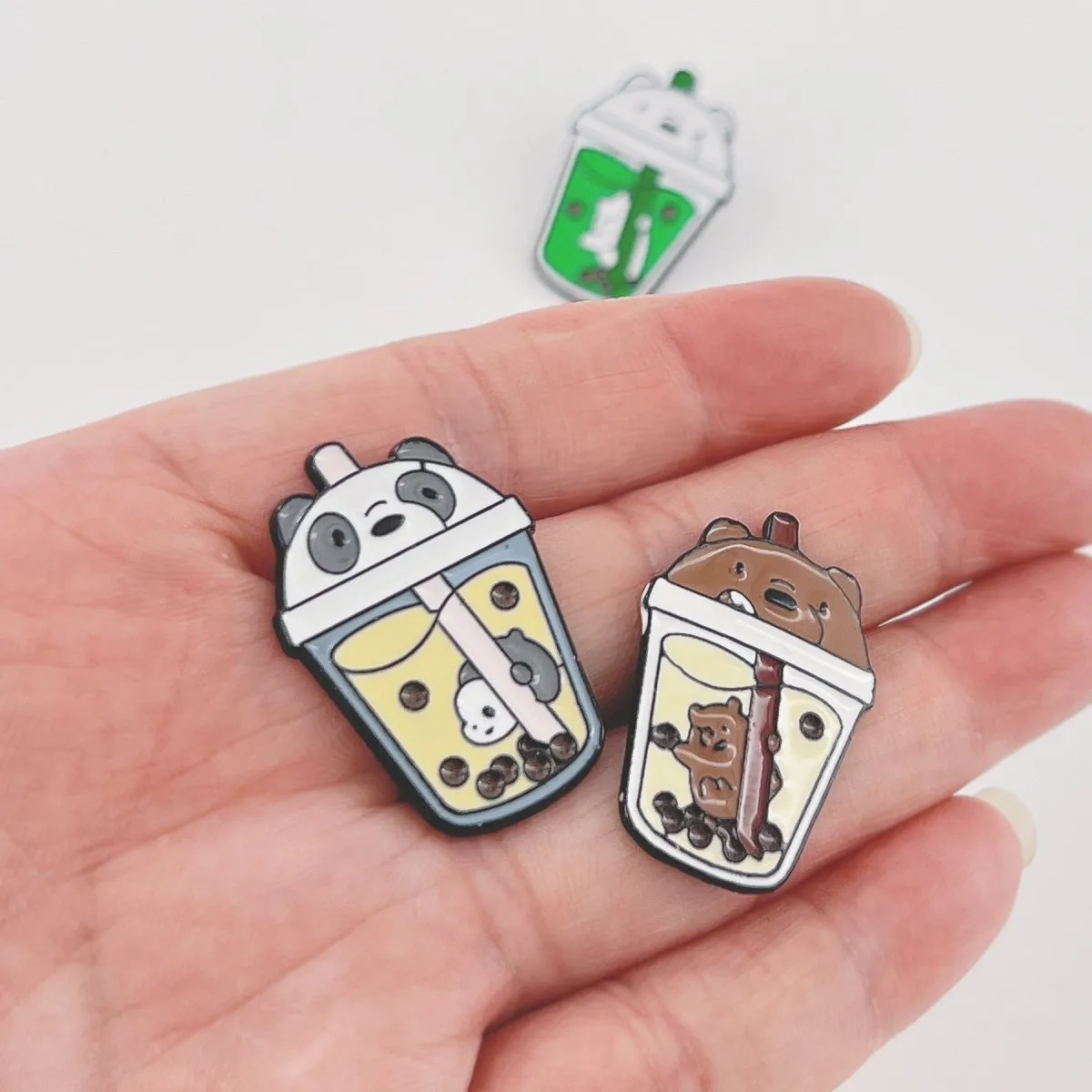 Boba Tea Enamel Pins, Kawaii Bubble Tea Brooch Lapel Pins, Boba Enamel Pin