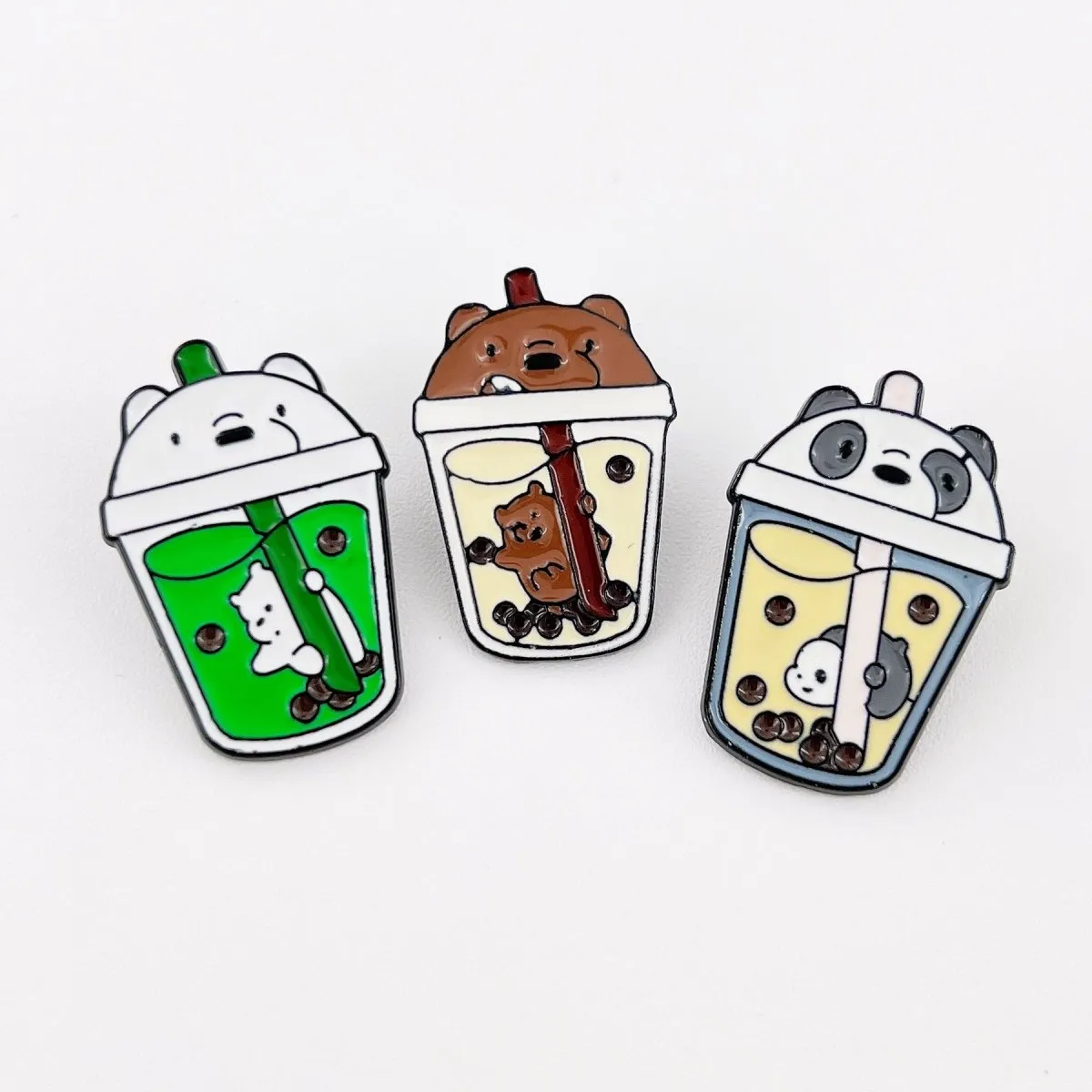 Boba Tea Enamel Pins, Kawaii Bubble Tea Brooch Lapel Pins, Boba Enamel Pin