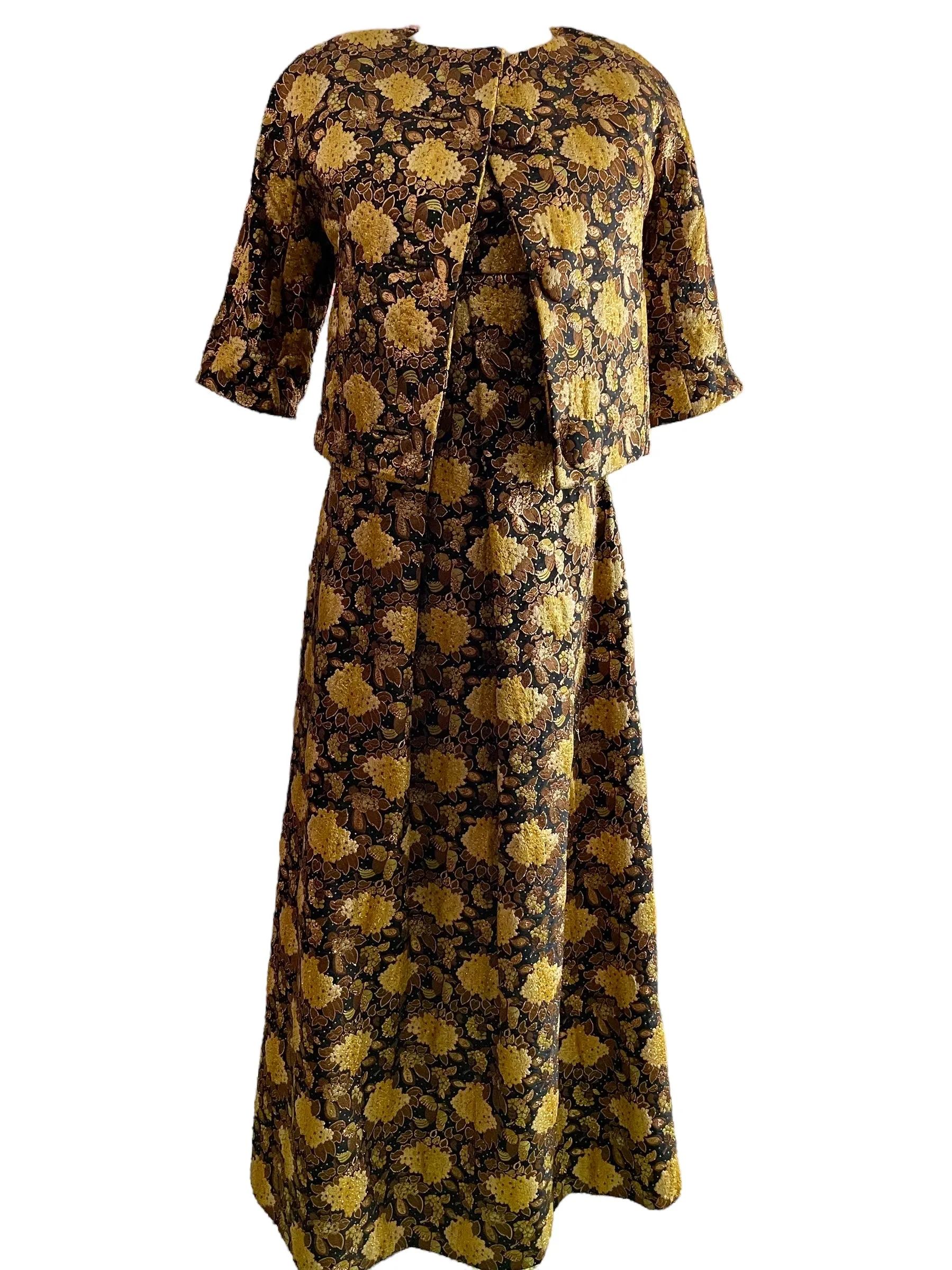 Brocade Floral Gown with Matching Jacket