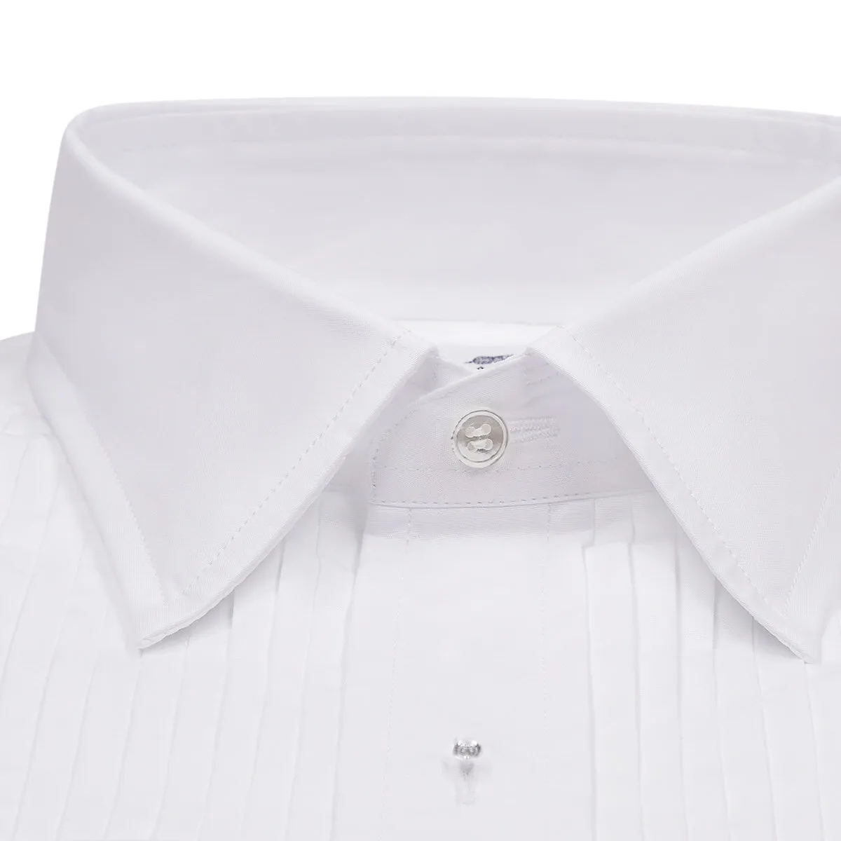 Budd x Kirby Allison Hand Pleated Poplin Dress Shirt in White