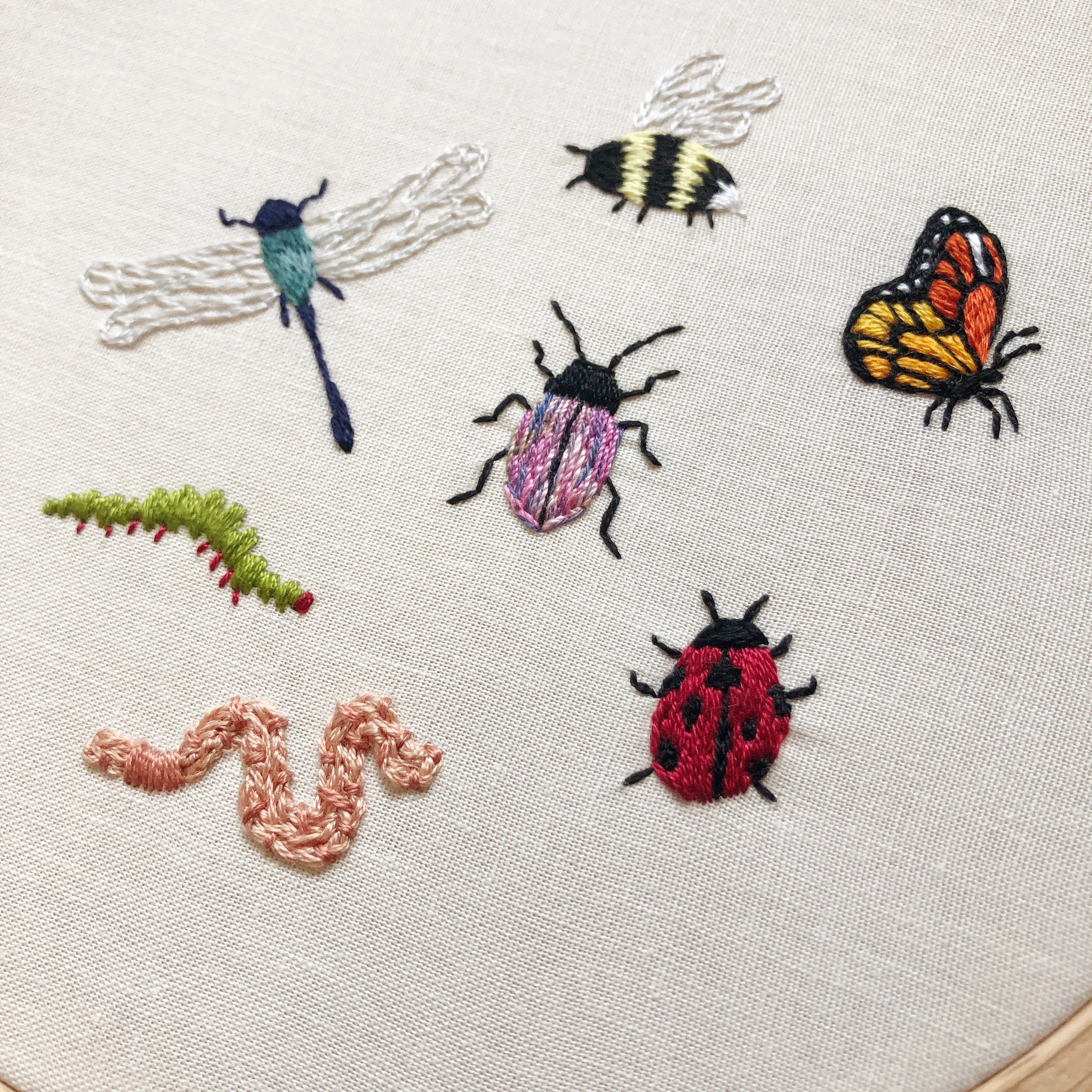 Bugs Embroidery Patterns - Stick and Stitch Insect Embroidery