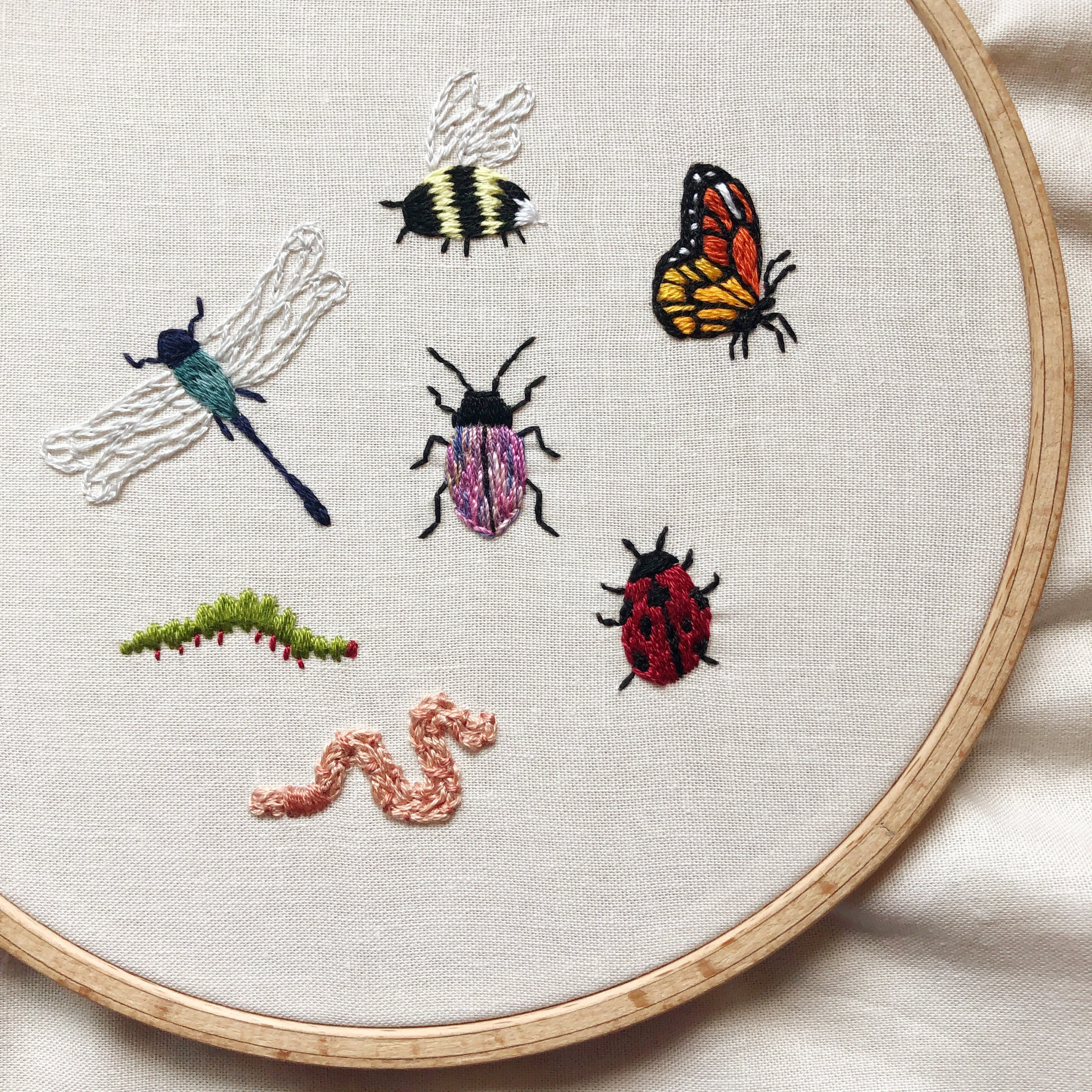 Bugs Embroidery Patterns - Stick and Stitch Insect Embroidery