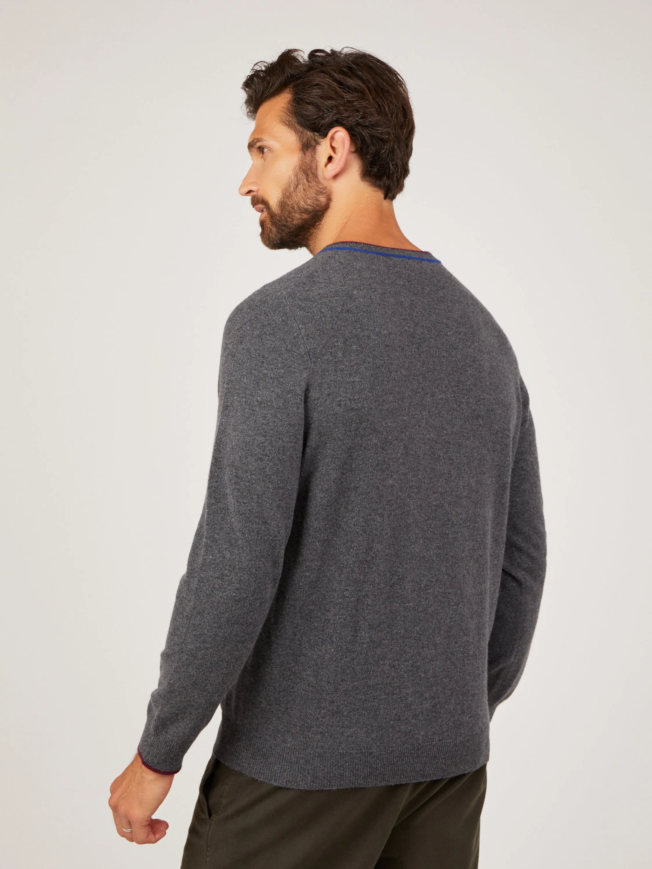 Carter V Neck Cashmere Ash Grey Jumper