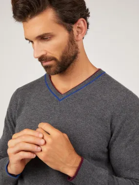 Carter V Neck Cashmere Ash Grey Jumper