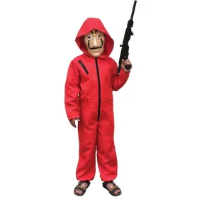 Casa De Papel Costume for Kids, Red Jumpsuit and Mask