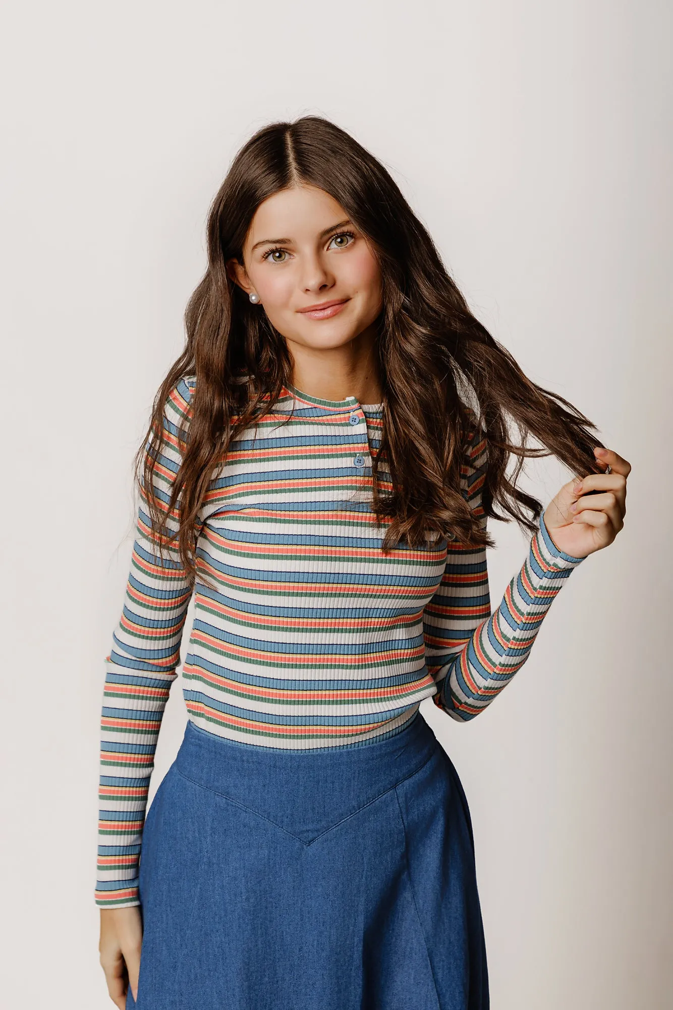 Colorful Striped Henley T-Shirt