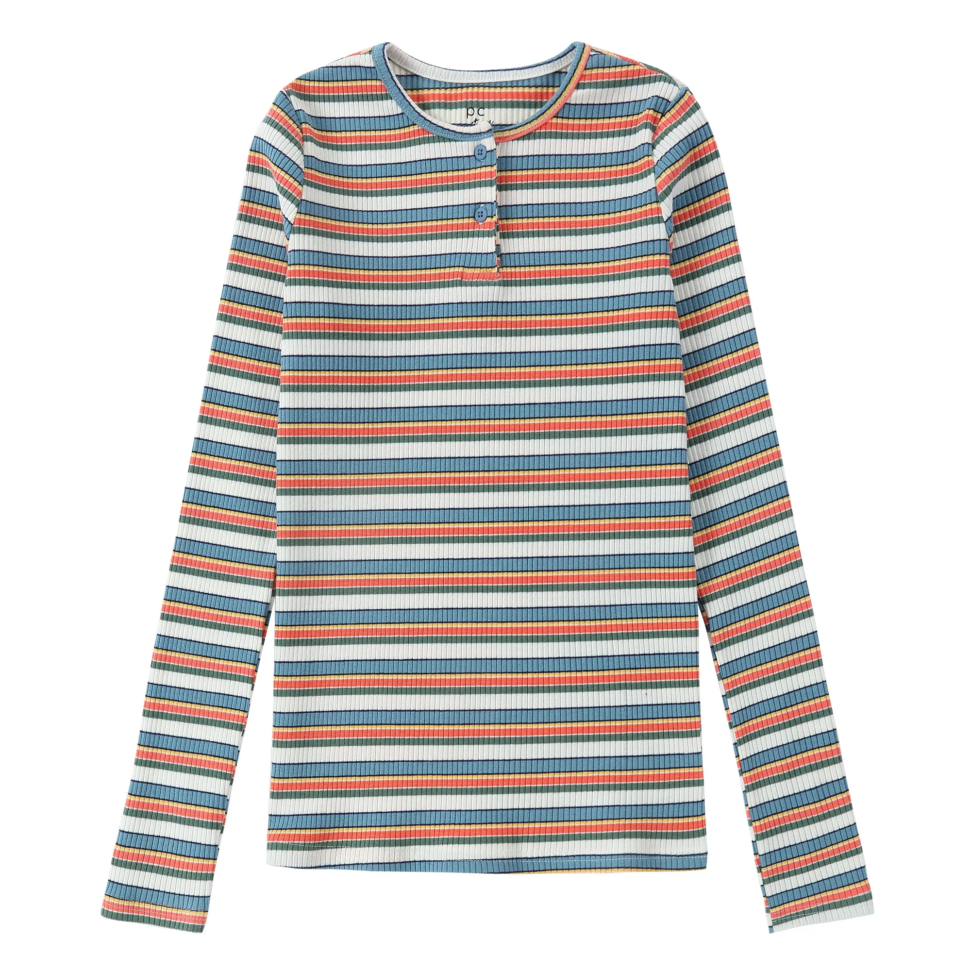 Colorful Striped Henley T-Shirt