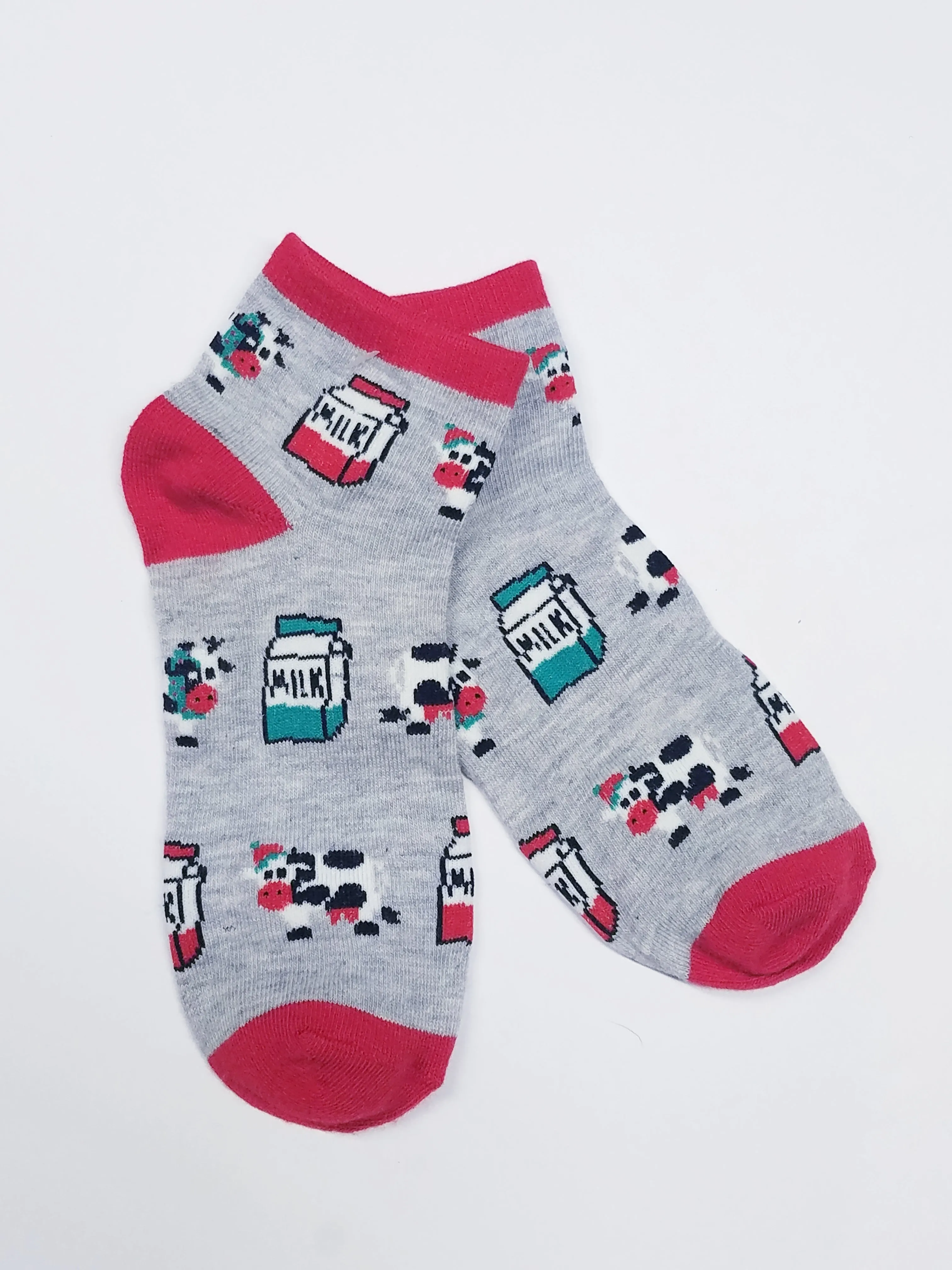 Cow Milk Christmas Matching Low Crew Socks