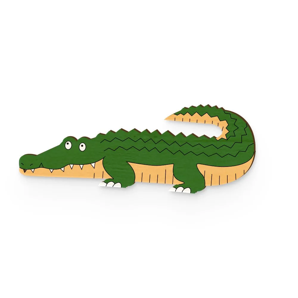 Crocodile Hand Painted Wooden Pin