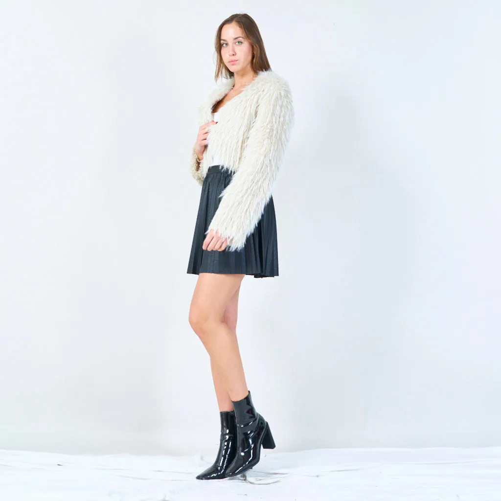 Cropped shaggy faux fur jacket wholesale