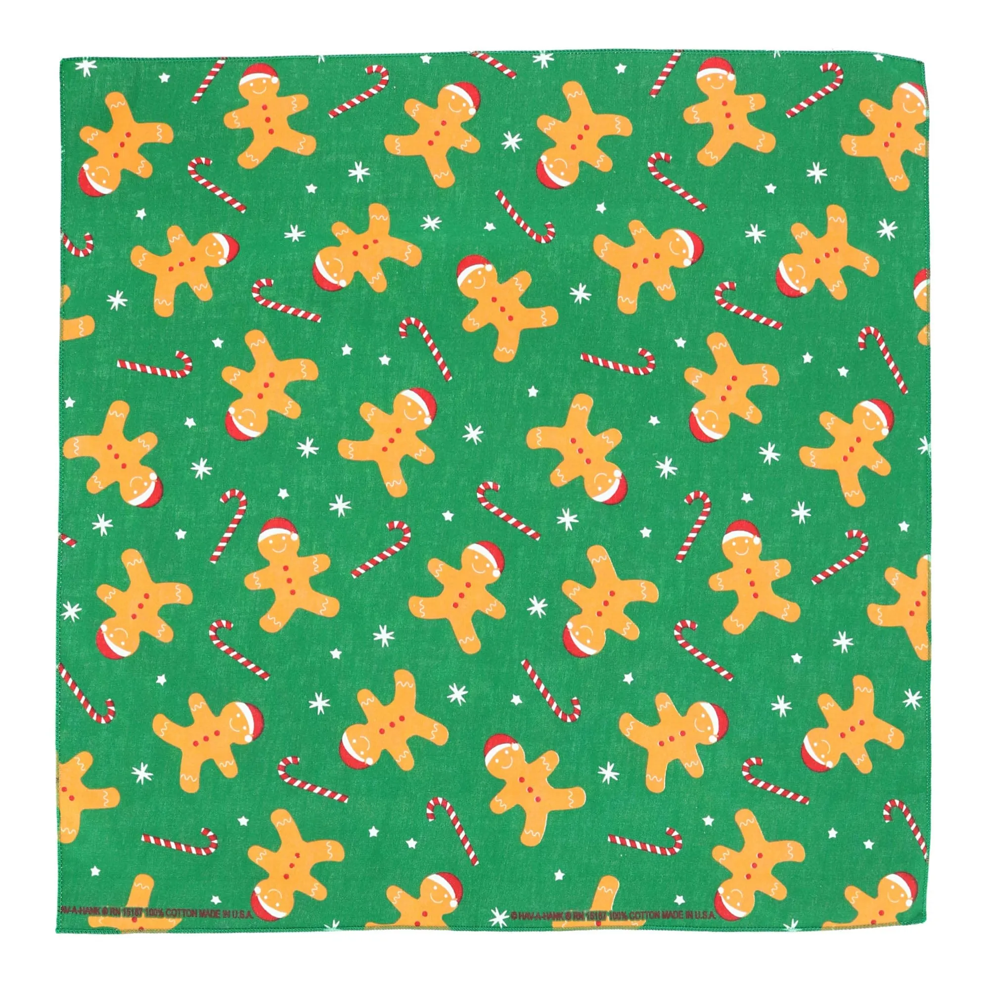 CTM® Gingerbread Man and Candy Cane Christmas Holiday Print Bandana