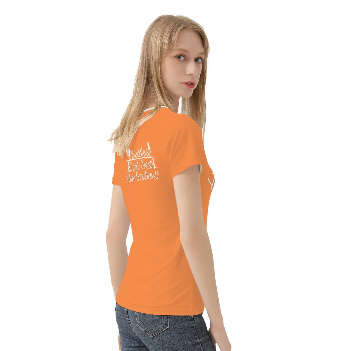 DCYG  24SX Baddies White Logo & Orange Women's All-Over Print T shirt