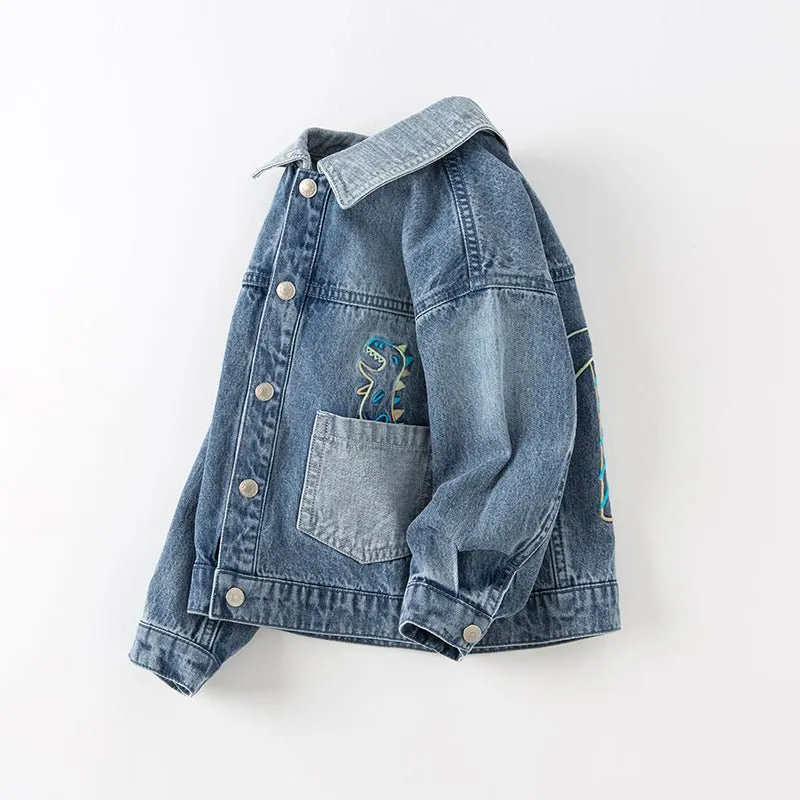 Dinosaur Haunt Boy Blue Denim Jacket