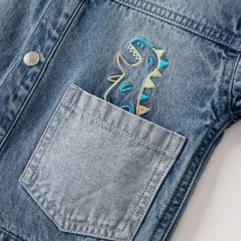 Dinosaur Haunt Boy Blue Denim Jacket