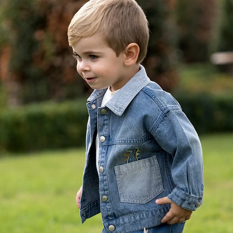 Dinosaur Haunt Boy Blue Denim Jacket