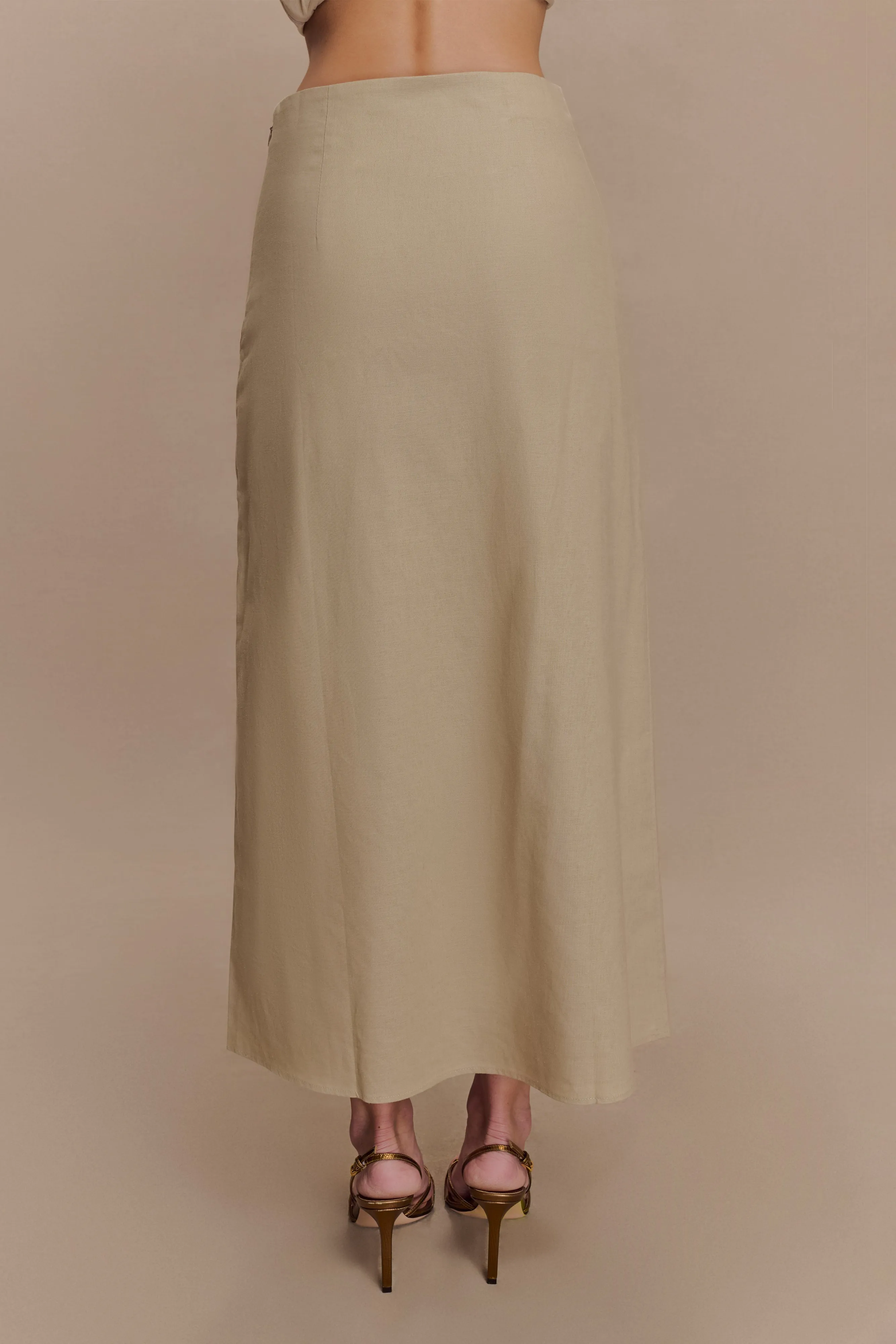 Dora Linen Midi Skirt - Natural