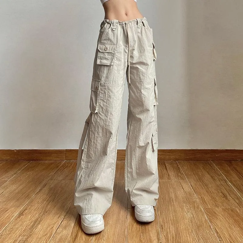 Drawstring Low Rise Cargo Pants