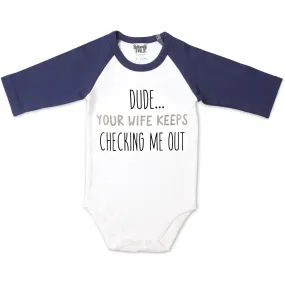 Dude 3/4 Length Navy Sleeve Onesie